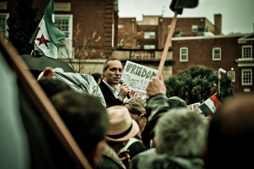 From a demonstration in front of the Syrian Embassy in 2011